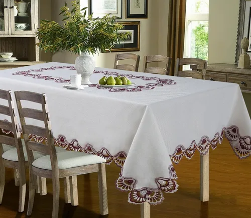 Vista 4 de Royal Bedding Crest - Camino de mesa bordado de lujo para cocina, 16 x 36 pulgadas, beige y dorado