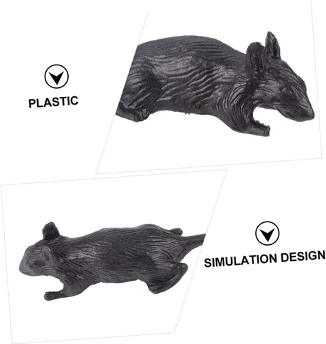 Vista 3 de BESTonZON 10 ratones falsos de plástico negro para simulación de broma de Halloween, decoración ligera para casas encantadas, fiestas y restaurantes