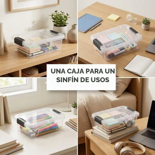 Vista 9 de Superio Mini contenedor de almacenamiento de plástico para crayón, suministros de arte y estuche de costura, organizador pequeño apilable