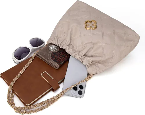 Vista 7 de Milan Chiva Bolso pequeño para mujer, bolso de mano con correa de cadena dorada