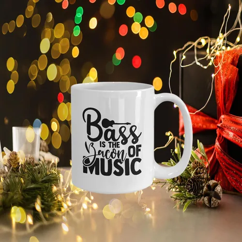 Vista 3 de Taza Bass Is The Bacon Of Music, regalo para amantes de la música, taza de café bajo y tocino, taza favorita del jugador de bajo, idea de regalo