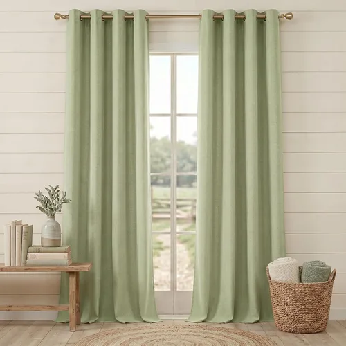 Vista 14 de Anpark Cortinas 100% opacas para dormitorio, cortina opaca de lino estilo granja de 84 pulgadas de largo, juego de 2 paneles, cortinas de ventana