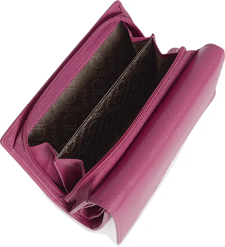 Vista 4 de SADDLER Cartera de cuero de lujo triple pliegue con protección RFID para mujer, con monedero con cremallera, tarjetero de crédito múltiple