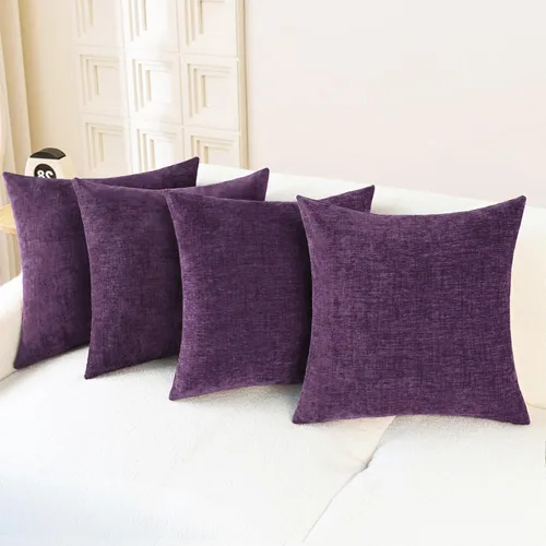 Vista 80 de CaliTime - Paquete de 2 fundas de almohada acogedoras para sofá, decoración del hogar, felpilla suave teñida sólida, 16 x 16 pulgadas, marrón Marrón