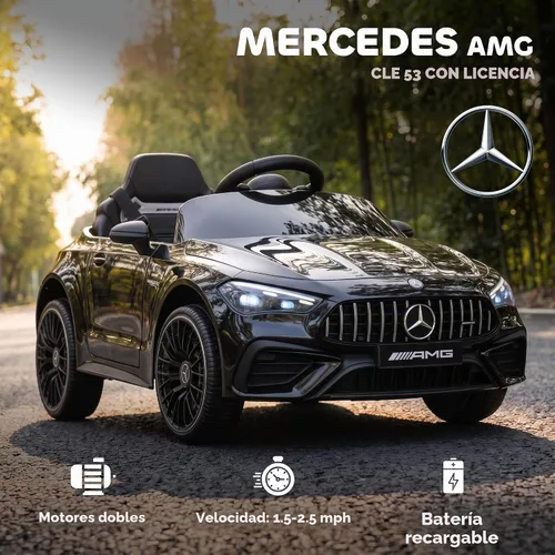 Vista 3 de Qaba Coche eléctrico de 12 V con licencia Mercedes AMG CLE 53 Ride On Car Negro