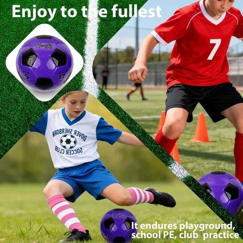 Vista 6 de Size 2, 5 Soccer Ball with Pump Needle-Training Recreation Soccer Ball Size 2, 5 Thicker PU Tight Weaved Mini Soccer Ball for Teen Boy Girl