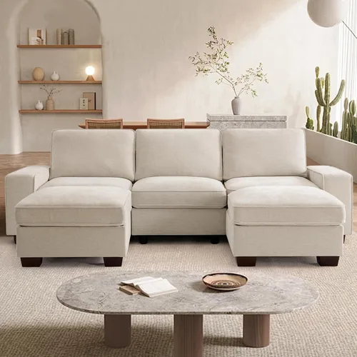 Vista 56 de TEKAMON - Sofá modular de 73" con almacenamiento en el asiento, sofá biplaza moderno de tela de chenilla para sala de estar, oficina, apartamento
