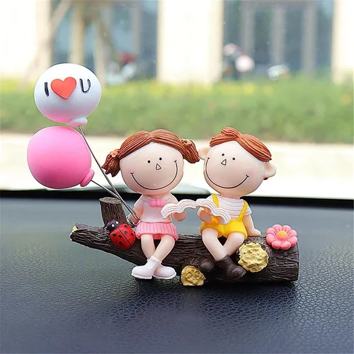 Vista 12 de Lindos adornos para pareja, lindo adorno para el interior del automóvil para parejas, decoración del automóvil, acción de caricaturas para parejas