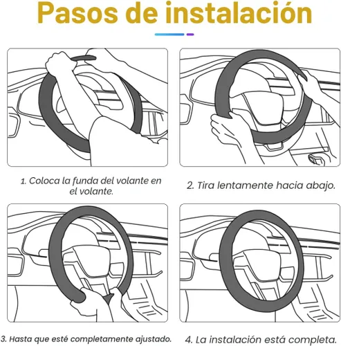 Vista 3 de Osilly Funda de volante de cuero PU de fibra de carbono de 15 pulgadas Negro