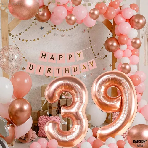 Vista 6 de KatchOn, Globos grandes del número 39, color negro, 40 pulgadas, globos de números 39, decoraciones de cumpleaños de 39 para hombres, globos