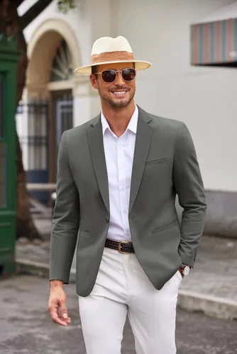 Vista 5 de COOFANDY Mens Sport Coat Casual Slim Fit Blazer One Button Textured Suit Jacket