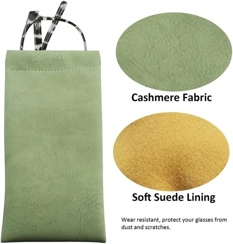 Vista 2 de VisionGlobal Paquete de 13 bolsas portátiles de cuero para lentes para mujereshombres, bolsa multiusos
