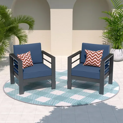 Vista 20 de Amopatio - Juego de muebles de aluminio para patio con cojines de olefina Gris oscuro/ Dorado