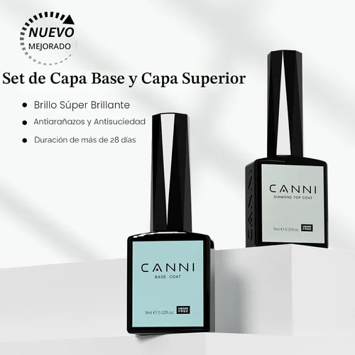 Vista 2 de CANNI - Juego de 2 capas de esmalte de uñas de gel sin necesidad de limpieza y capa base, acabado brillante, duradero, esmalte de uñas de gel