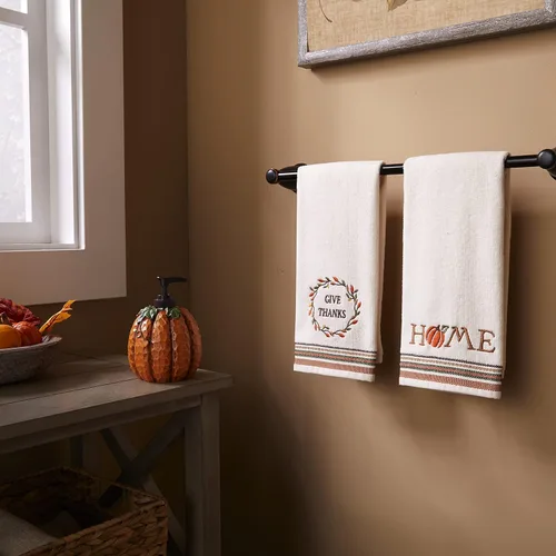 Vista 4 de SKL Home Juego de toallas de mano para otoño, cosecha, otoño, dar gracias, hogar, para baño, cocina, bar y regalo, natural, 2