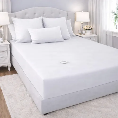 Vista 7 de Sábana bajera ajustable 10% plata 90% algodón peinado para dormir mejor, beige, tamaño individual