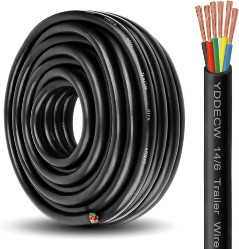 Vista 8 de Cable de Remolque de 4 Vías - Calibre 14, 4 Conductores, 10 Pies, Extensión de Cable Resistente de Cobre Puro, Cordón de Cableado para Remolque RV