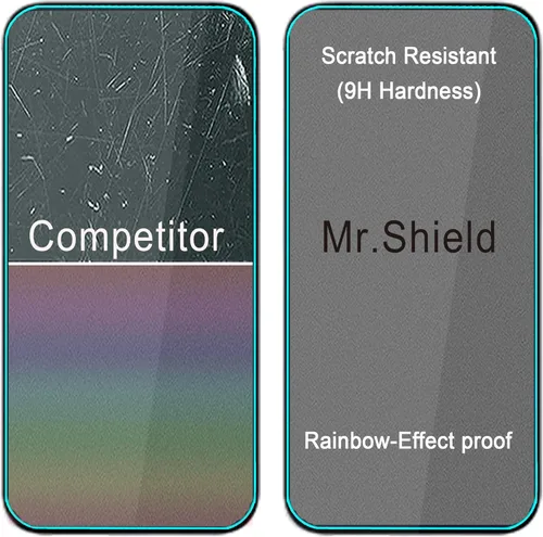 Vista 6 de Mr.Shield Protector de pantalla compatible con iPhone 16 / iPhone 15 [6.1 pulgadas] [vidrio templado] [paquete de 3] [vidrio japonés con dureza 9H]