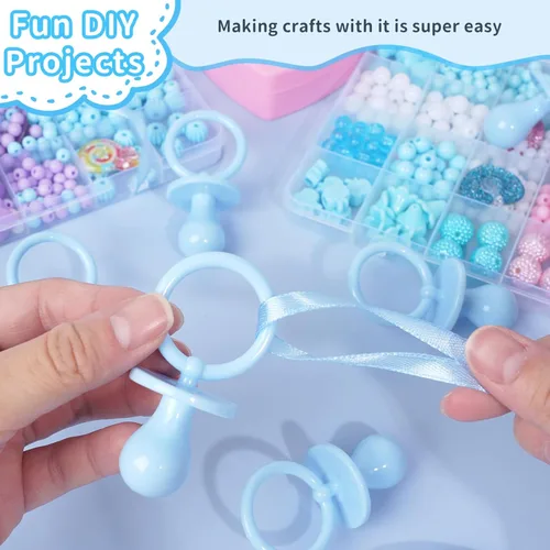 Vista 3 de 36 chupones de plástico para juego de baby shower, chupetes de baby shower de 2.75 pulgadas, chupetes azules para decoración de baby shower