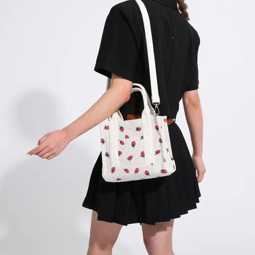 Vista 3 de LIERWOI Bolsa de pana pequeña y bonita bolsa cruzada para mujer, mini bolso de mano Kawaii Hobo con cremallera