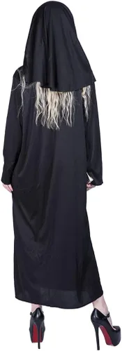 Vista 4 de EraSpooky Vestido de disfraz de monja para mujer