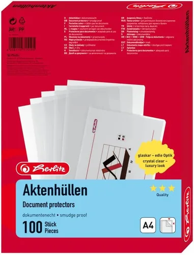 Vista 2 de Herlitz 11420254 - Paquete de 20 unidades, 180 micrones, A4, varios