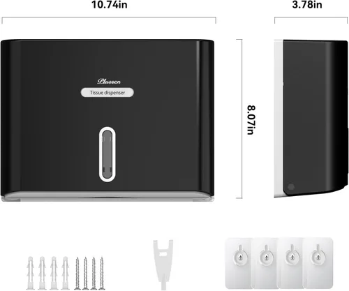 Vista 8 de Dispensador de toallas de papel para montaje en pared, adhesivo sin perforación, multipliegue, triple pliegue C, dispensador comercial de toallas