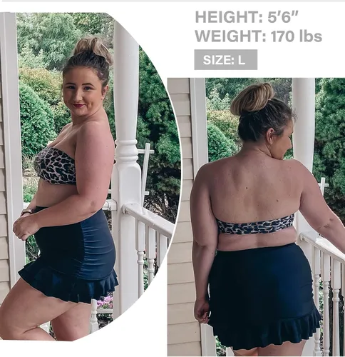 Vista 8 de Tournesol Faldas de natación para mujer, cintura alta, parte inferior de traje de baño con volantes, falda de traje de baño