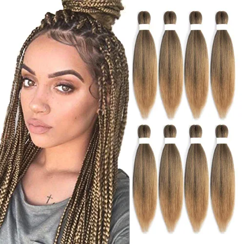 Vista 7 de Cabello trenzado preestirado de 14 pulgadas, 8 paquetes de cabello trenzado preestirado, trenzas de ganchillo, extensiones de cabello trenzado Yaki