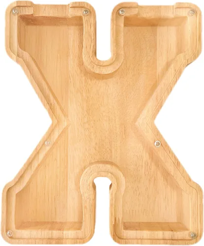Vista 27 de Alcancía de 26 letras del alfabeto inglés A-Z, alcancía de madera transparente de gran capacidad, caja de ahorro de monedas personalizada