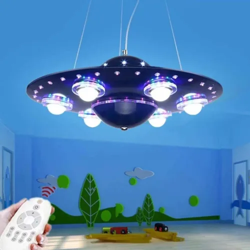 Vista 8 de Lámpara de techo moderna Lámpara colgante de techo dormitorio de los niños Lámpara de techo habitación niño niña creativo Alien UFO Flying Saucer