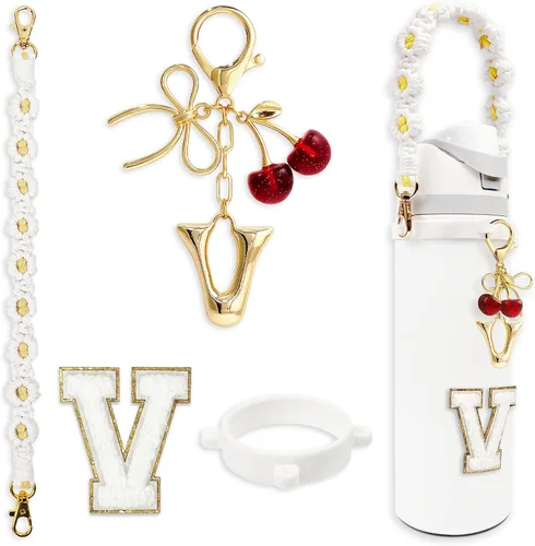 Vista 134 de Letter Handle Strap Accessories with Cute Initial Charm Compatible with Owala Water Bottle 24oz 32oz 40oz Owala Kids