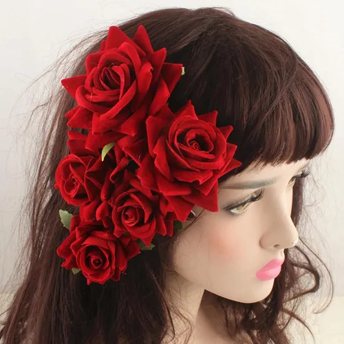Vista 6 de 4 horquillas rosas para mujer, broche de rosa nupcial, pinzas florales para boda, para mujer, niña, fiesta, boda (negro)