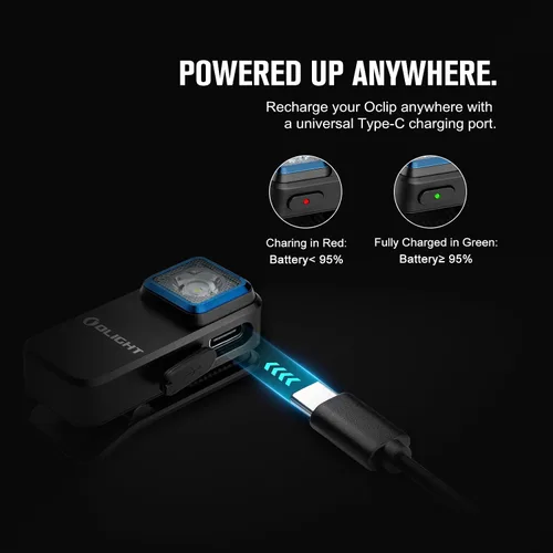 Vista 12 de OLIGHT Oclip linterna recargable EDC de 300 lúmenes con fuentes duales, luz de bolsillo compacta con clip, conveniente carga USB C, luces magnéticas