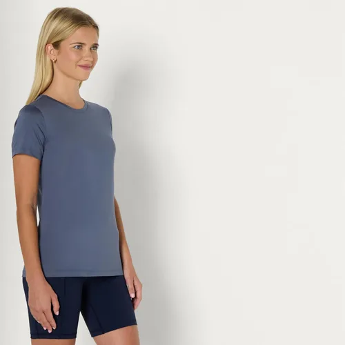Vista 126 de Amazon Essentials Camiseta de manga corta con cuello redondo para mujer, de secado rápido, para entrenamiento, gimnasio, paquete múltiple