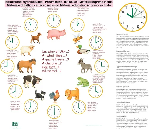 Vista 4 de KOOKOO KidsWorld - Reloj de pared para niños con sonidos naturales, 12 animales de granja