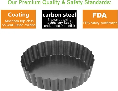 Vista 5 de Moldes para quiche, de grado comercial, antiadherentes, extraíbles, de 5 pulgadas, mini moldes para tartas (paquete de 6)
