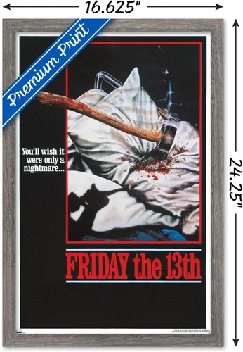 Vista 3 de Trends International Friday The 13th - Póster de pared de una hoja, 22.4 pulgadas de largo x 14.7 pulgadas, versión enmarcada de madera de granero