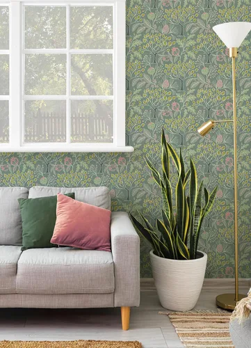 Vista 2 de Wall Pops - Papel tapiz autoadhesivo para jardín, color verde