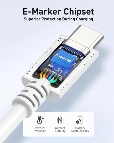Vista 3 de Cable Matters [Certificado USB-IF] Cable de carga USB C de 240 W, 6.6 pies, color blanco Datos de 480 Mbps, sin soporte de video, cable de carga