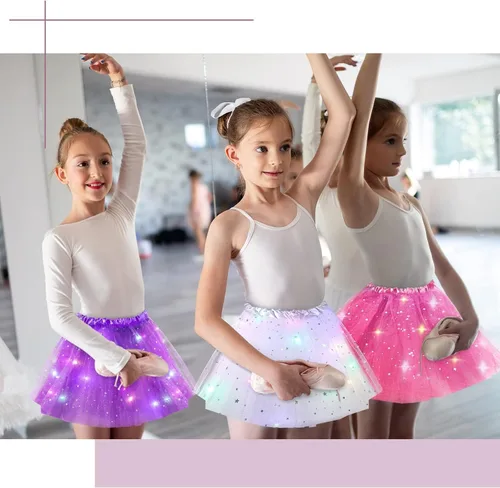 Vista 7 de Falda LED para niña, tutús iluminada, falda de tul brillante para fiesta, rave, festival, disfraz de Halloween, 2-8 años