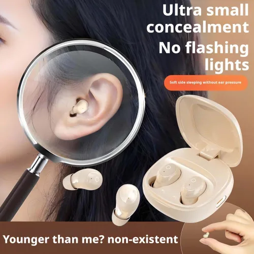 Vista 3 de Audífonos pequeños invisibles para dormir, auriculares inalámbricos Bluetooth más pequeños, micro ocultos, discretos, cómodos y pequeños auriculares