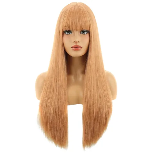 Vista 15 de BERON Pelucas negras de cabello largo liso con flequillo, para mujer, a la moda, resistente al calor, sintético, aspecto natural, para fiesta