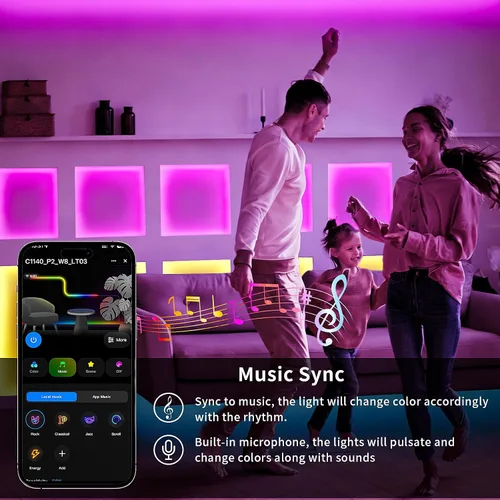 Vista 4 de KSIPZE Tira de luces LED inteligentes con WiFi, luces LED RGB+IC para dormitorio, trabajo con Alexa, control de aplicación, sincronización