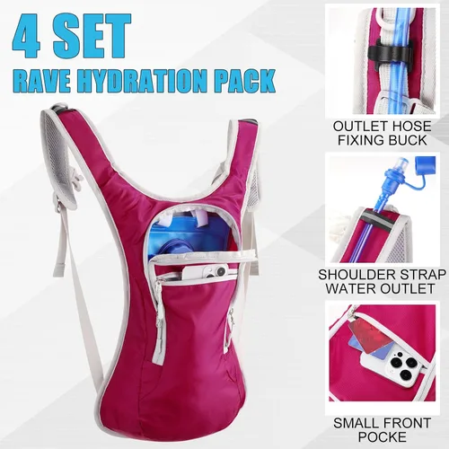 Vista 4 de Chunful Mochila de hidratación con bolsa de agua de 2 litros, mochila de hidratación ligera para hombres y mujeres, correr, ciclismo, escalada