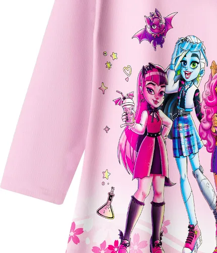 Vista 4 de Vestidos altos de monstruo para niñas, vestidos escolares, ropa casual, ropa para el hogar, para cumpleaños, 3 a 11 años