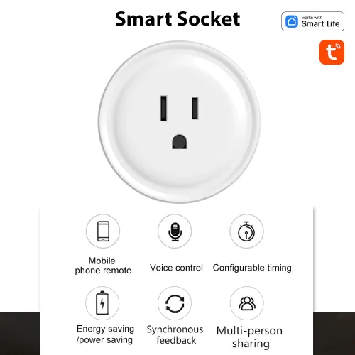 Vista 3 de Enchufes inteligentes, 4 paquetes de enchufe inteligente, enchufes inteligentes compatibles con control remoto TY APP, toma inteligente de 10 A