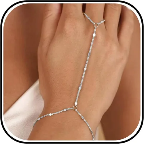 Vista 22 de Long tiantian Pulsera de cadena de mano, pulseras de oro para mujer, pulseras de cadena de eslabones de moda, anillo de dedo, pulsera de esclavos