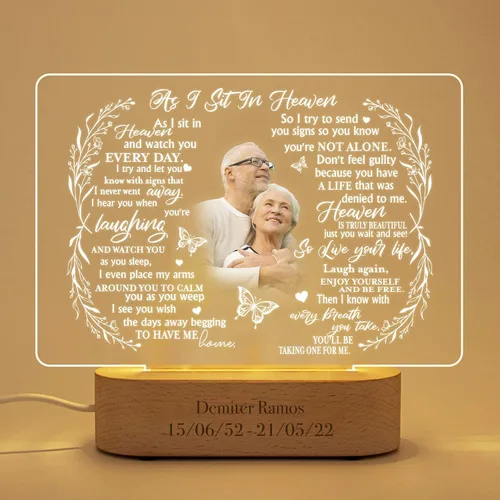 Vista 3 de Regalos Únicos Personalizados de Condolencias por la Pérdida de Mamá Personalizados en Memoria de un Ser Querido Marcos de Fotos Iluminados con Foto