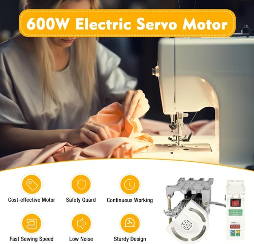 Vista 7 de PIAOCAIYIN Máquina de coser con servomotor, máquina de coser de zapatos de 600 W, Máquina de coser de motor sin escobillas de velocidad ajustable